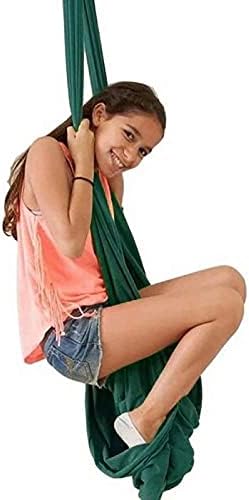 Sensory Swing for adults Indoor kids Therapy Swing Calming Snuggle Hammock durable strong fabric swing Height Adjustable Beneficial to child's spatial awareness ( Color : Dark Green , Size : 1.5M x 2.