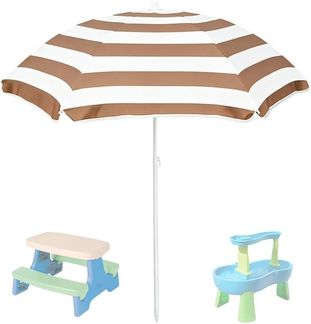 Water Table Umbrella,Kids Beach Umbrella & Picnic Table Shade,Ideal for Sand Play,Camping,Beach Trips,and Garden Fun.Lightweight Yet Durable