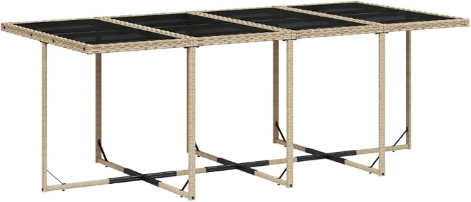 9-Piece Patio Dining Set with Cream Cushions Beige PE Rattan Outdoor Furniture Set for Backyard Garden Balcony Porch