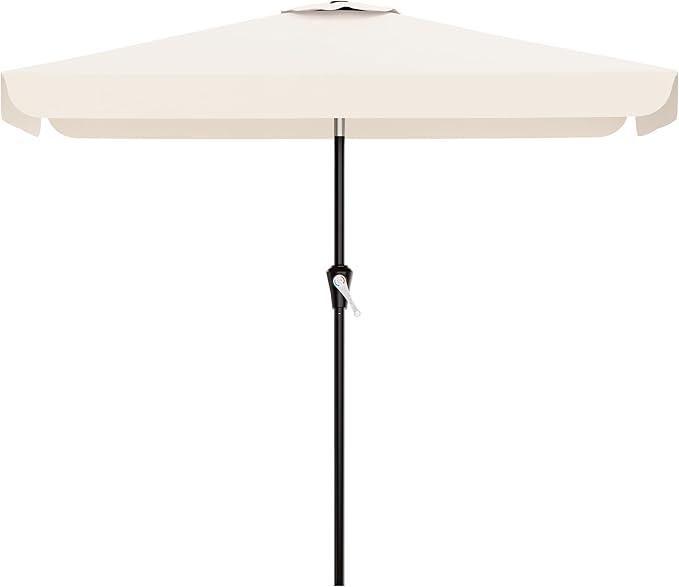 AreShark 6.5 x 10 FT Rectangular Valance Patio Umbrella, Outdoor Umbrella with Tilt and Crank, Market Table Umbrellas W/ 6 Ribs UV Protection for Garden, Deck, Backyard Pool, Cream White