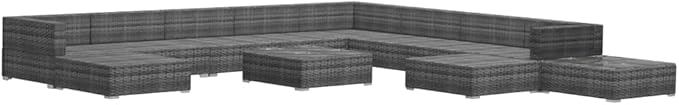 12 Piece Patio Lounge Set with Cushions, Patio Conversation Set Outdoor Sofa Sets Porch Furniture Set Sectional Sofa for Exhibition Piazza Garden Negotiation Area Poly Rattan Gray