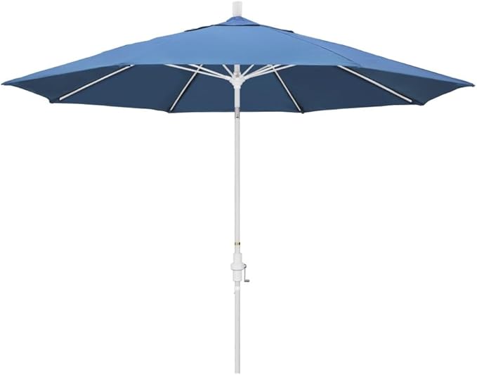 California Umbrella 11' Round Fiberglass Rib Market Umbrella, Crank Lift, Collar Tilt, Capri, White Pole (GSCUF118170-SA26-DWV)