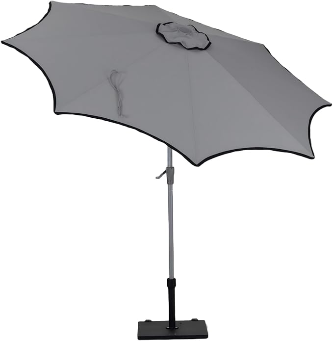 Tempera Patio Umbrellas Arc Edge Outdoor Table Market Umbrellas with Crank & Pust Button Tilt|Auto-Tilt, 8 Steel Ribs, High Color-Fastness Canopy