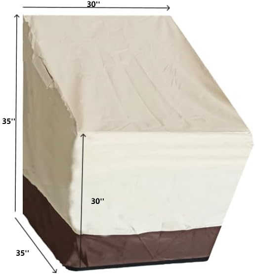 LyShade Patio Furniture Cover Waterproof, Heavy Duty 600D Outdoor Table and Chairs Cover, with Air Vents & Storage Bag 30" L x 35" W x (30-35") H Beige & Brown 2Pack