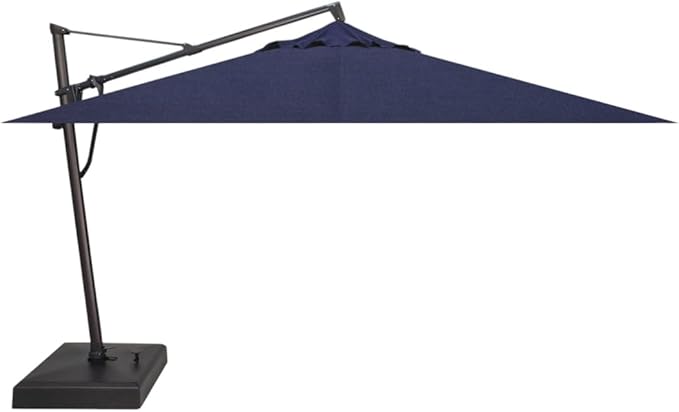 Treasure Garden AKZ PLUS Cantilever Umbrella 10'x13' Rectangular Sunbrella Spectrum Indigo Canopy and Black Frame with Rolling Base