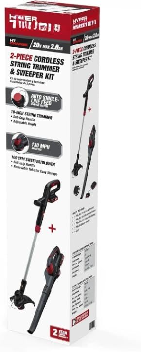 20V Cordless String Trimmer & Sweeper Combo Kit, 10-Inch Trimmer, 130MPH Blower, Battery-Powered, Lightweight, Adjustable Handle, Ergonomic Grip, Fast Charging, Easy Assembly, Lawn Tools