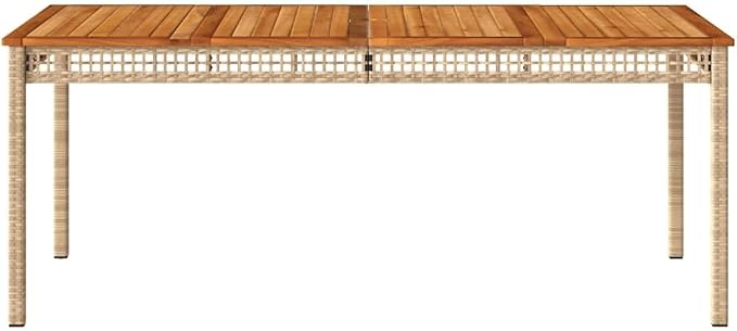 Patio Table & Picnic Table Beige PE Rattan Poolside Table Outdoor Table for Garden Backyard Patio 70.9 x 35.4 x 29.5 in