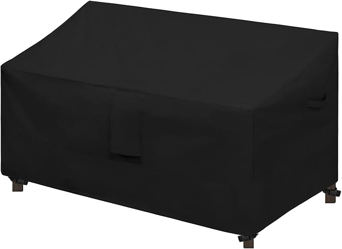Easy-Going Waterproof Patio Sofa Cover UV Resistant Outdoor Loveseat Cover Durable Patio Bench Cover Weatherproof Lawn Patio Furniture Cover (60Wx35Dx35H inch, Black)