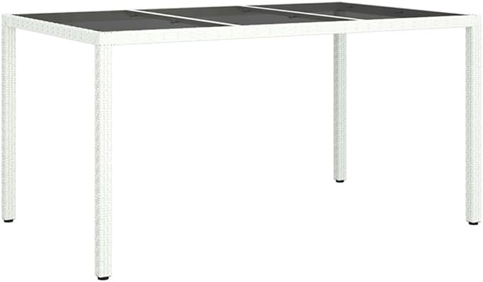 Afuera Living Patio Dining Set, 5-Piece, Powder-Coated Steel Frame, White/Black Finish, Tempered Glass Table, Weather-Resistant Poly Rattan Chairs, Modern Outdoor Furniture for Garden, Balcony,