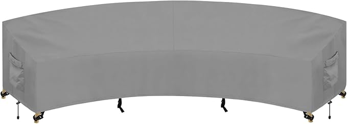 PureFit Outdoor Sectional Sofa Cover Waterproof Curved Patio Furniture Covers for Deck, Lawn and Backyard, 150Lx36Dx38Hx112FL, Grey