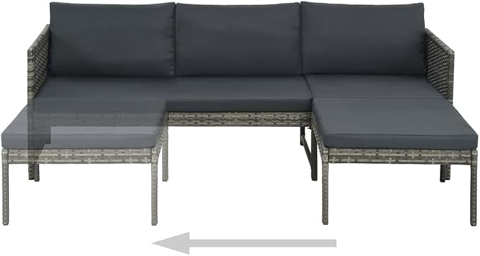 3 Piece Patio Lounge Set with Cushions, Front Porch Furniture Outdoor Dining Sets Outdoor Sofa Sets Patio Conversation Set for Poolside Exhibition Piazza Negotiation Area Poly Rattan Gray