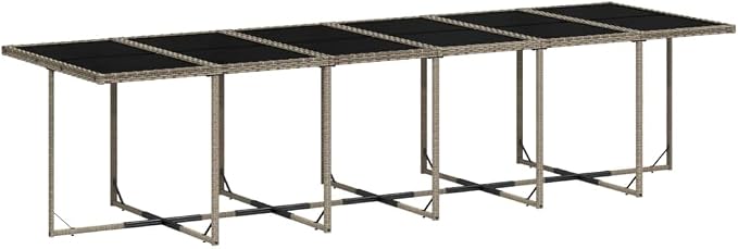 17-Piece Outdoor Patio Dining Set, PE Rattan Garden Table and 16 Foldable Chairs with Padded Cushions, Grey Weather-Resistant Furniture for Backyard and Deck