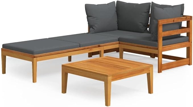Patio Lounge Set with Dark Gray Cushions,Patio Furniture Sets,Patio Conversation Sets,Outdoor Furniture Sets,for Garden,Backyard,Outdoor,3 Piece Acacia Wood