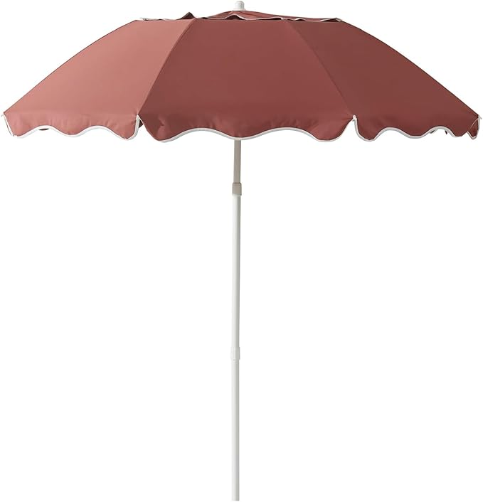 7.2FT Patio Beach Umbrella, Adjustable Height and Tilt Design, UPF 50+ Sun Protection with Silver Coating, Wind-Resistant Fiberglass Ribs, Portable 2-Fold Design, Includes Carry Bag, Base Not Included
