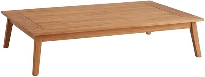 Linon Farrah Outdoor Teak Wood Coffee Table 12.4" High in Natural Oil Finish