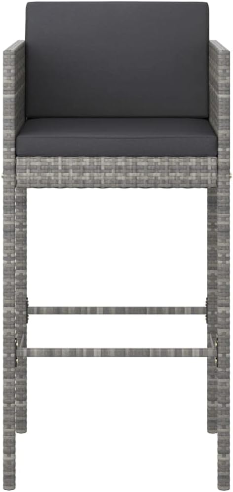 Patio Bar Set with Cushions,Outdoor Table and Chairs Set,Terrace Conversation Set Furniture,Outdoor Furniture,for Garden,Backyard,5 Piece Poly Rattan Gray