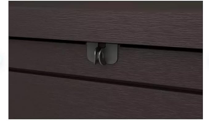 Stylish Indoor/Outdoor Storage Deck Box,Resin,Large Capacity, Weather-Resistant, Lockable lid and Side handles. (Dark Brown, 230 Gallon)