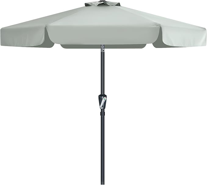 MASTERCANOPY 7.5ft Patio Umbrella with Valance, Crank and Tilt – 6 Ribs Outdoor Market Umbrella, UV/Fade Resistant, Waterproof Canopy with Wind Vent for Garden, Deck, Backyard, Pool (Light Gray)