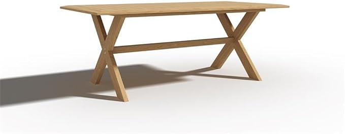 Pemberly Row 78.75-Inch Rectangular Outdoor Teak Dining Table, Natural Finish, Premium Teak Wood, Rustic Slatted Top, Weather-Resistant Patio Furniture for Backyard or Garden Dining Use