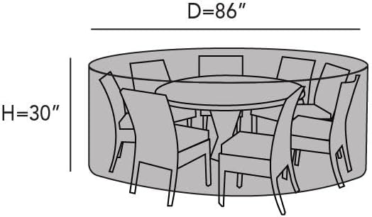 Covermates Round Dining Table/Chair Set Cover - Water-Resistant Polyester, Mesh Ventilation, Patio Table Covers, 86DIAMETER x 30H, Khaki