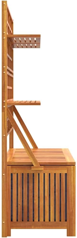 Solid Acacia Wood Patio Storage Box with Trellis and Utility Shelves for Outdoor Climbing Plants and Flower Pots