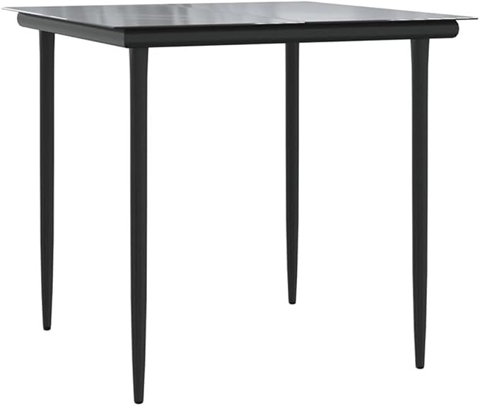 Afuera Living 3 Piece Poly Rattan Garden Dining Set, Black/Dark Gray Finish, Tempered Glass Table, Weather-Resistant Cushions, Modern Patio or Garden Seating for 2 People
