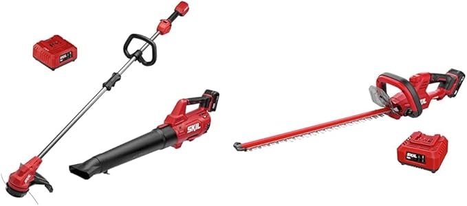 SKIL 20V String Trimmer, Leaf Blower & Hedge Trimmer Kit - Includes 13" Trimmer, 400 CFM Blower, 22" Hedge Trimmer, Batteries & Chargers