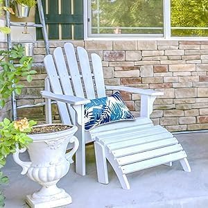 JMGBird Outdoor Lumbar Pillows 2-Pack Waterproof 12x20 Throw Pillows with Inserts - Blue Leaf Pattern UV Fade Resistant Patio Cushions