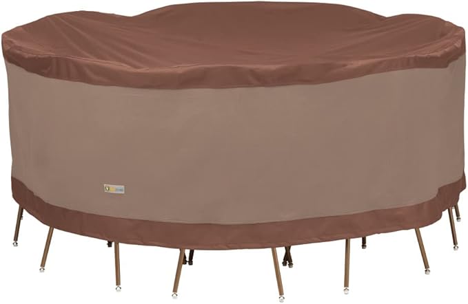 DUCKCOVERS Ultimate Water-Resistant 84 Inch Round Patio Table & Chair Set Cover, Outdoor Table Cover