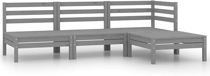 Patio Lounge Set,Wooden Sofa,Outdoor Furniture,Patio Conversation Sets,Outdoor Furniture Sets,for Garden,Deck,Backyard,4 Piece Solid Pinewood Gray