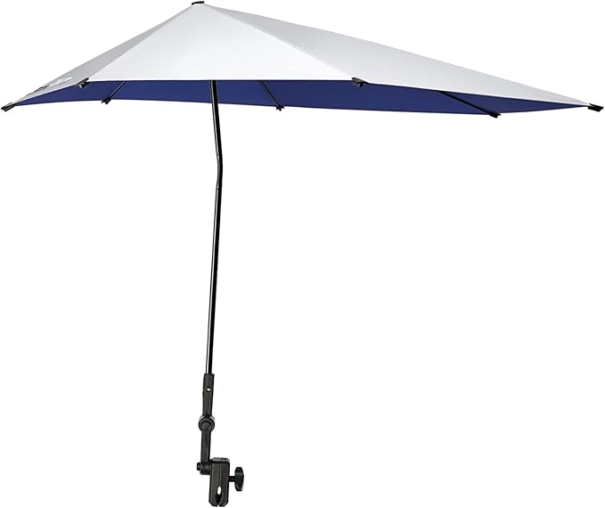 Prospo Adjustable Beach Umbrella with Universal Clamp, Portable UPF 50+ UV Protection Umbrella for Chair, Wheelchair, Golf Cart, Stroller, Bleacher, Patio