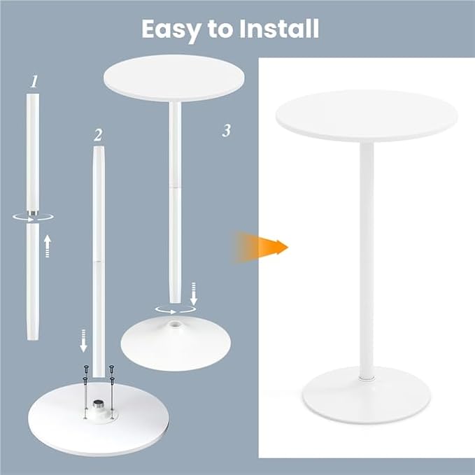 ERGOMASTER Cocktail Table,Two-in-one Modern Style Standing Circular Bar Table 40"/22" Two Convertible Height Suitable for Dining Room, Restaurant, Kitchen (2, White)