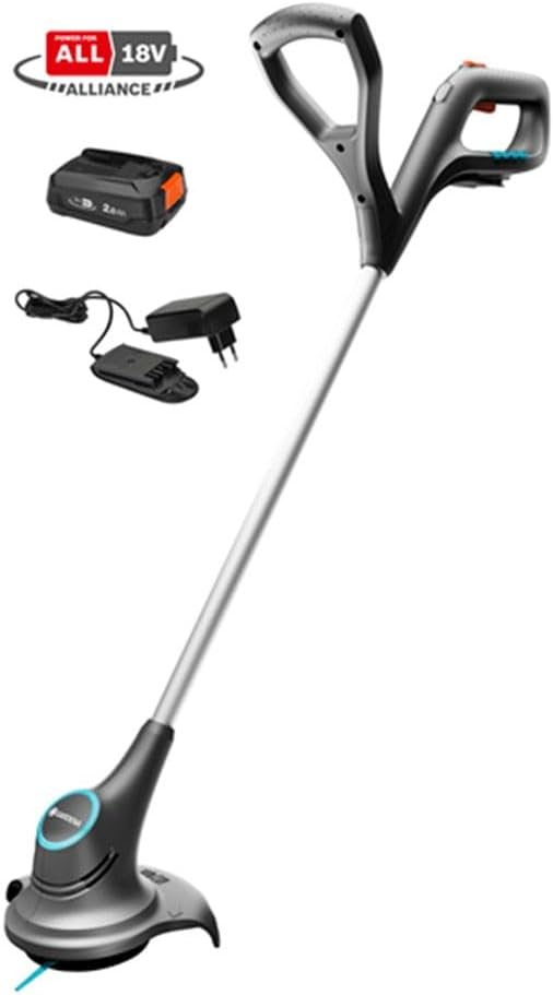 Gardena SmallCut Cordless Trimmer 23/18V P4A Ready-To-Use Set: Grass Trimmer with 230 mm Cutting Circle, Ergonomic Handle, Light Weight, Integrated Replacement Cutting Blade (14702-20)