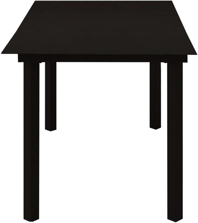 BOWERY HILL Outdoor Patio Dining Set, 7-Piece Black Glass and Powder-Coated Steel, PVC Rattan, Seats 6, Weather-Resistant Modern Garden and Terrace Furniture for Backyard Gatherings or Balcony