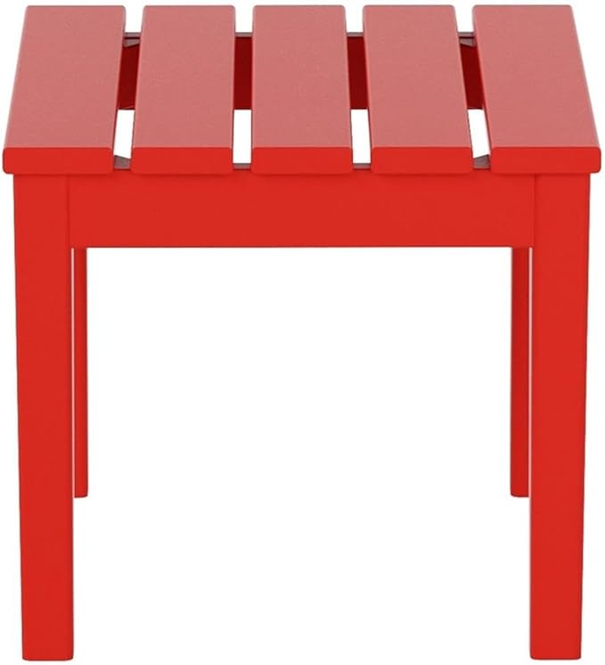 Costaelm Small Outdoor Side Table, Patio End Table Weather Resistant Outdoor Coffee Table, Square Conversation Table for Indoor, Porch, Balcony, Garden, Poolside, Deck, Red
