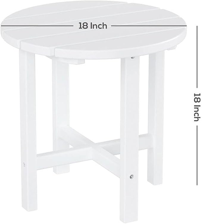 Costaelm Round Outdoor Side Tables, Adirondack Patio Tables for Outside, HDPE Patio End Table Weather Resistant, Balcony Table for Pool, Seaside, Backyard, Porch, Indoor Companion, Navy Blue
