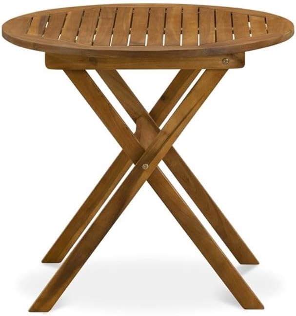 East West Furniture BMNTDNA Patio Furniture Outdoor Acacia Wood Round Coffee Table, 30x30 Inch, Natural Oil