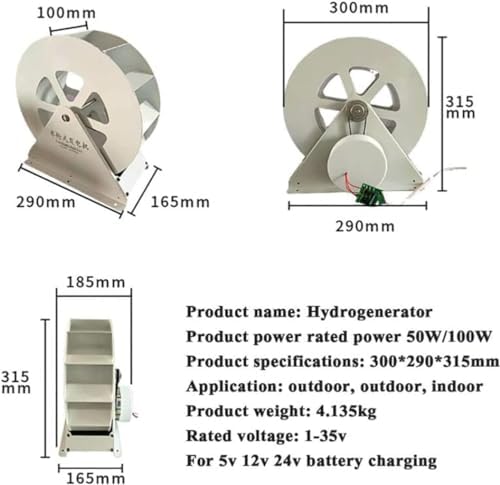 100W Hydro Turbine Generator - Low-Speed Waterwheel for Outdoor Hydroelectric Power, Efficient Disc-Type Electricity Generation, Ideal for Wind and Water Wheel Applications, 50W Color Option(50w)
