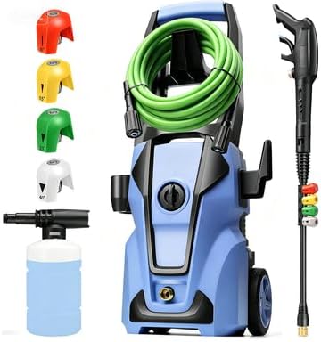 Pressure Washer 5000PSI with 33FT Flexible Extension Hose for Cars/Patios/Driveways, Dark Blue