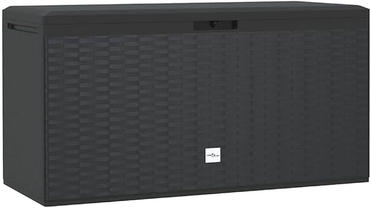Anthracite Polypropylene Storage Box 44.9 x 18.5 x 23.6 in with Locking Mechanism and 290-Liter Capacity for Garden Patio Garage Organization