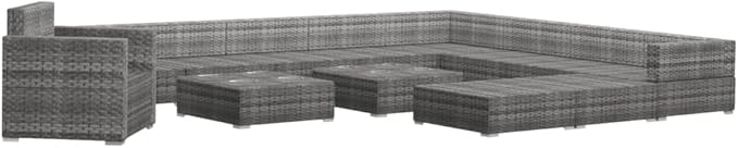 Patio Lounge Set with Cushions,Outdoor Furniture,Outdoor Furniture Sets,Patio Conversation Sets,for Garden,Deck,Backyard,13 Piece Poly Rattan Gray