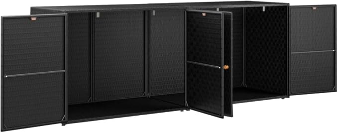 Garden Storage Cabinet Outside Deck Storage Box Outdoor Patio Storage Backyard Storage Box Furniture Storage Box Black 78"x21.9"x31.5" Poly Rattan