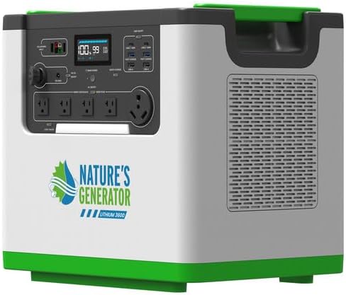 Nature's Generator 3072Wh Lithium 3600W, Fast Charge, Lifepo4 Power Station, Solar Generator for Home Use, Power Outage, Camping, RV, Emergencies