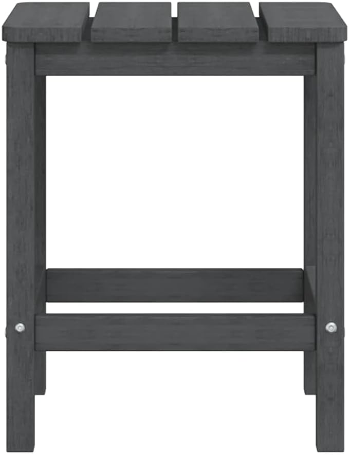 Square Garden Adirondack Side Table, Modern Anthracite Outdoor Patio Table, Durable HDPE and Steel Construction, Compact End Table for Plants and Drinks, 15 x 15 x 18.1 Inches