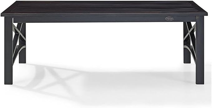 Afuera Living Coastal Metal Patio Coffee Table, 49.75" W x 26.38" D x 17.75" H, Oil Rubbed Bronze Finish, Weatherproof Rust-Protected Steel, Slatted Tabletop, Traditional Outdoor Balcony or Porch
