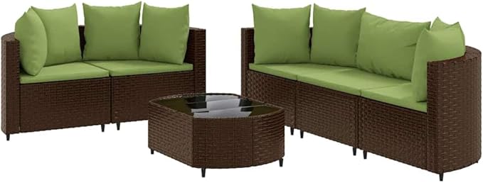 Outdoor Seating Furniture,Outdoor Conversation Sets,6 Piece Patio Sofa Set with Cushions Brown Poly RattanSuitable for Patio, Garden, Gazebo Low