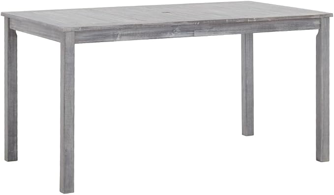 5-Piece Gray Acacia Wood Patio Dining Set with Parasol Hole | Includes one table and four chairs, featuring weather-resistant construction for backyard and deck use.