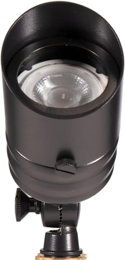 VOLT Fat Boy 12V Brass Outdoor Mini Spotlight (Black) with 5W 2700K Warm White 400 Lumen MR16 LED Bulb for Low Voltage Landscape Lighting of Yard, Lawn, Garden, Patio, Trees & House