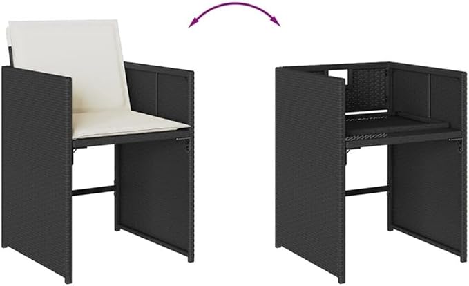 Afuera Living Contemporary Rattan Patio Dining Set, Black/Cream White, 16-Seater, UV-Resistant PE Rattan with Powder-Coated Steel Frame, Garden Table and Chairs, Cushioned Outdoor Furniture for Patio
