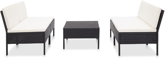 Patio Sofa Set with Cushions,Patio Lounge Set,Outdoor Furniture,Outdoor Furniture Sets,Patio Conversation Sets,for Garden,Deck,Backyard,5 Piece Poly Rattan Black